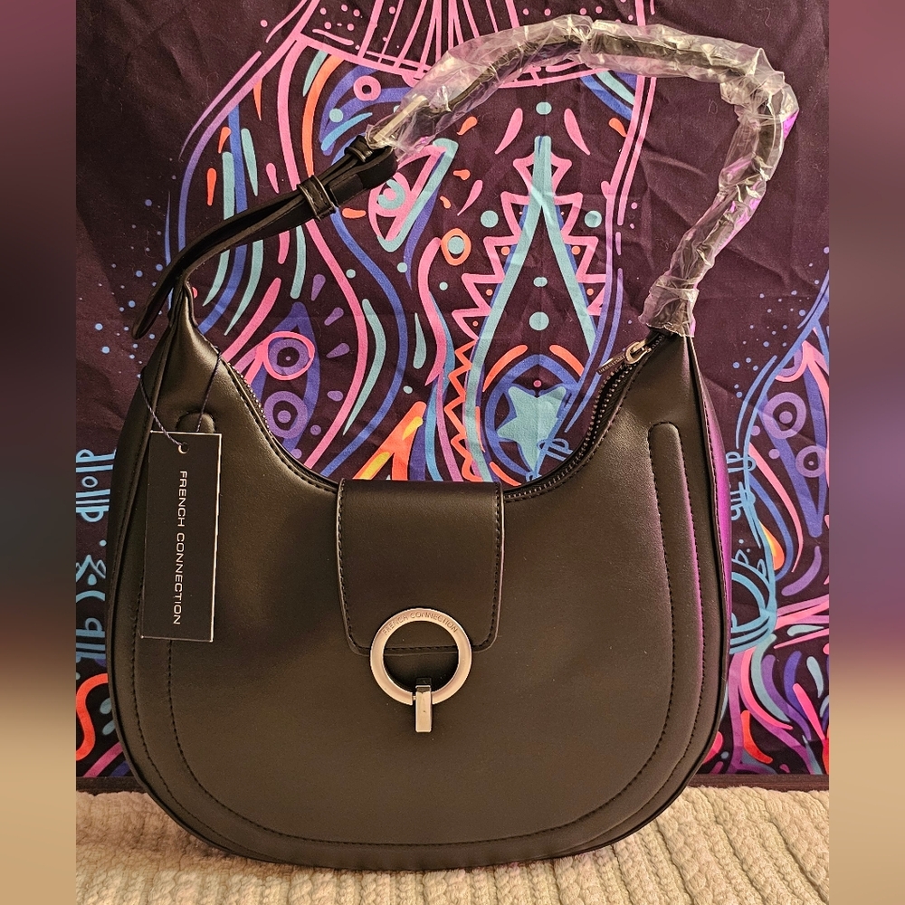 French Connection Charm Smooth Ring Closure Hobo Handbag - Picture 3 of 13
